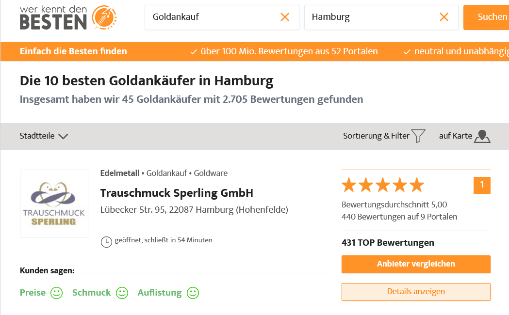 Auf Werkenntdenbesten Platz 1 unter 10 Goldankauf Hamburg